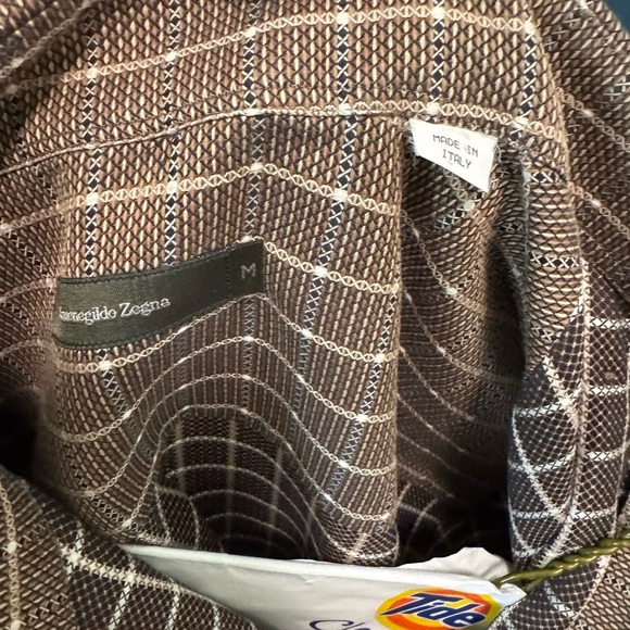 Ermenegildo Zegna Men's Brown Checkered Shirt M - Picture 3 of 9